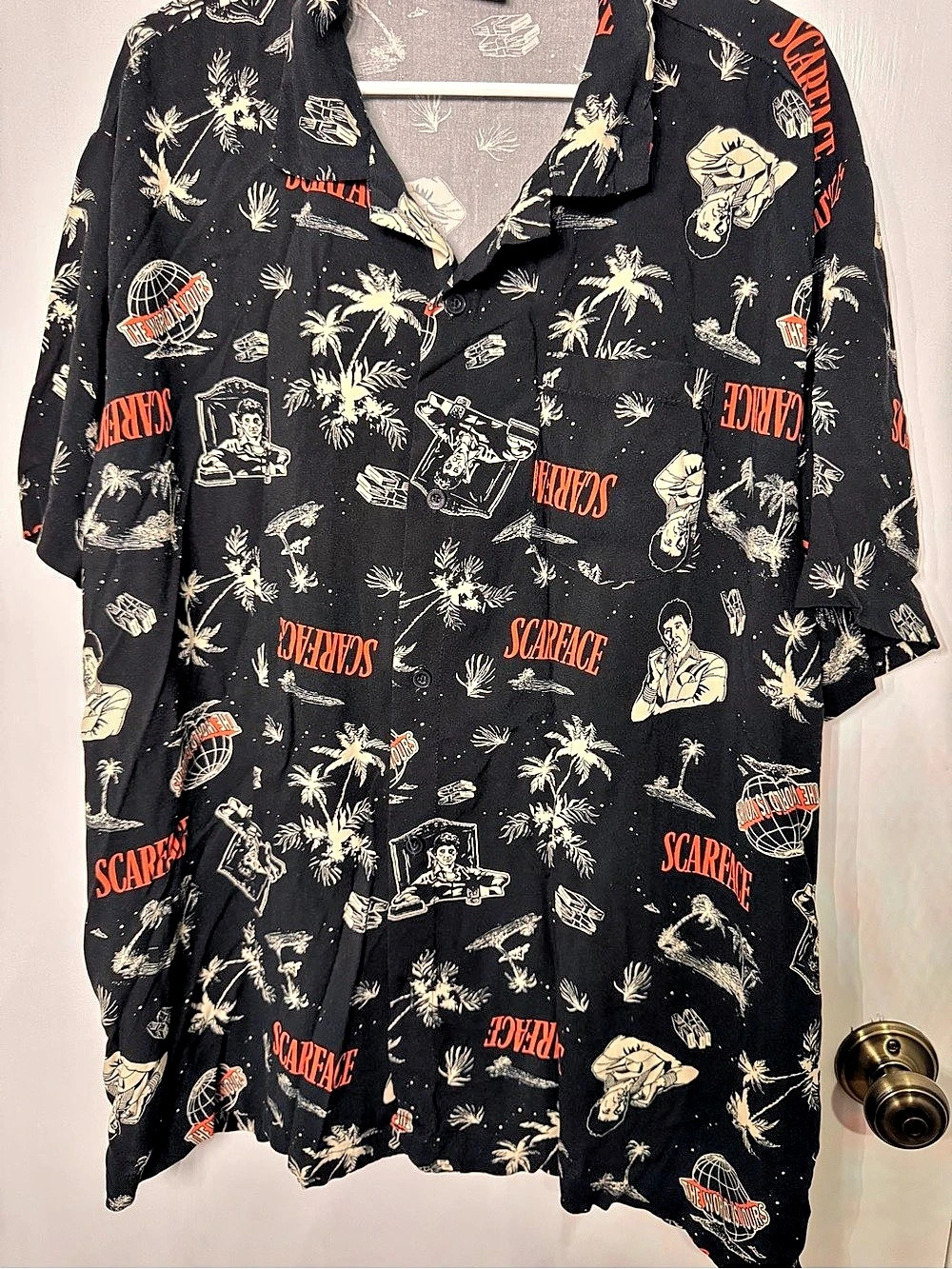 Scarface The World Is Yours All Over Print Rayon Camp Shirt Rayon Graphic Shirt